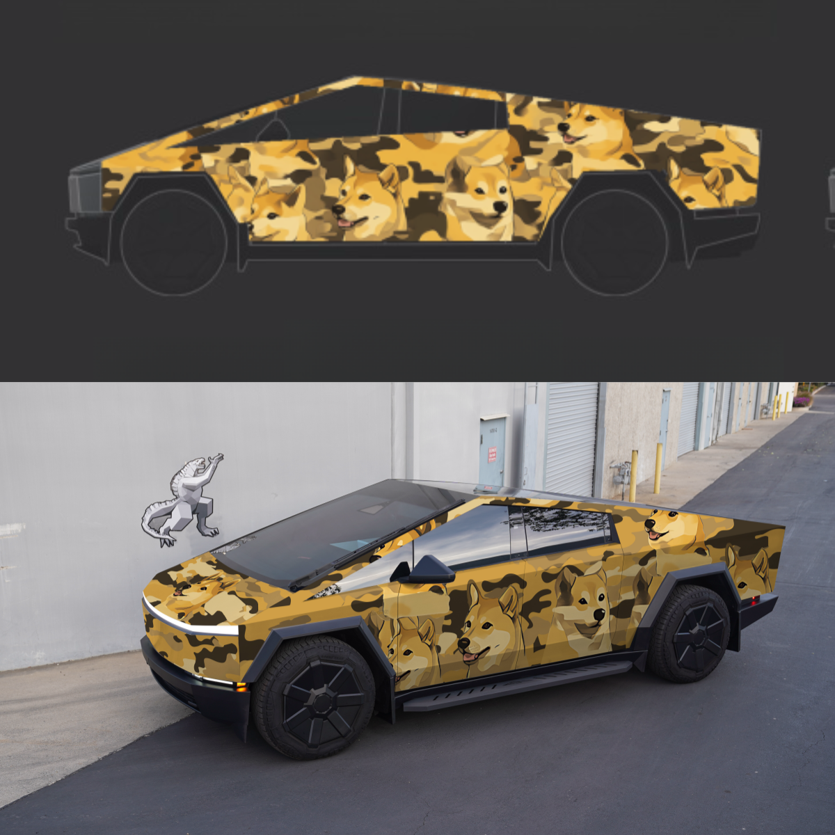 TESPLUS Custom Vinyl Wrap for Cybertruck - Doge Camo