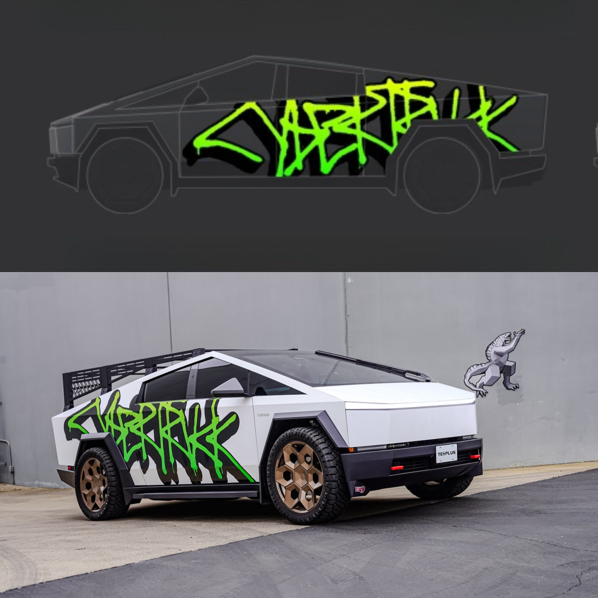 TESPLUS Custom Vinyl Wrap for Cybertruck - Graffiti Green